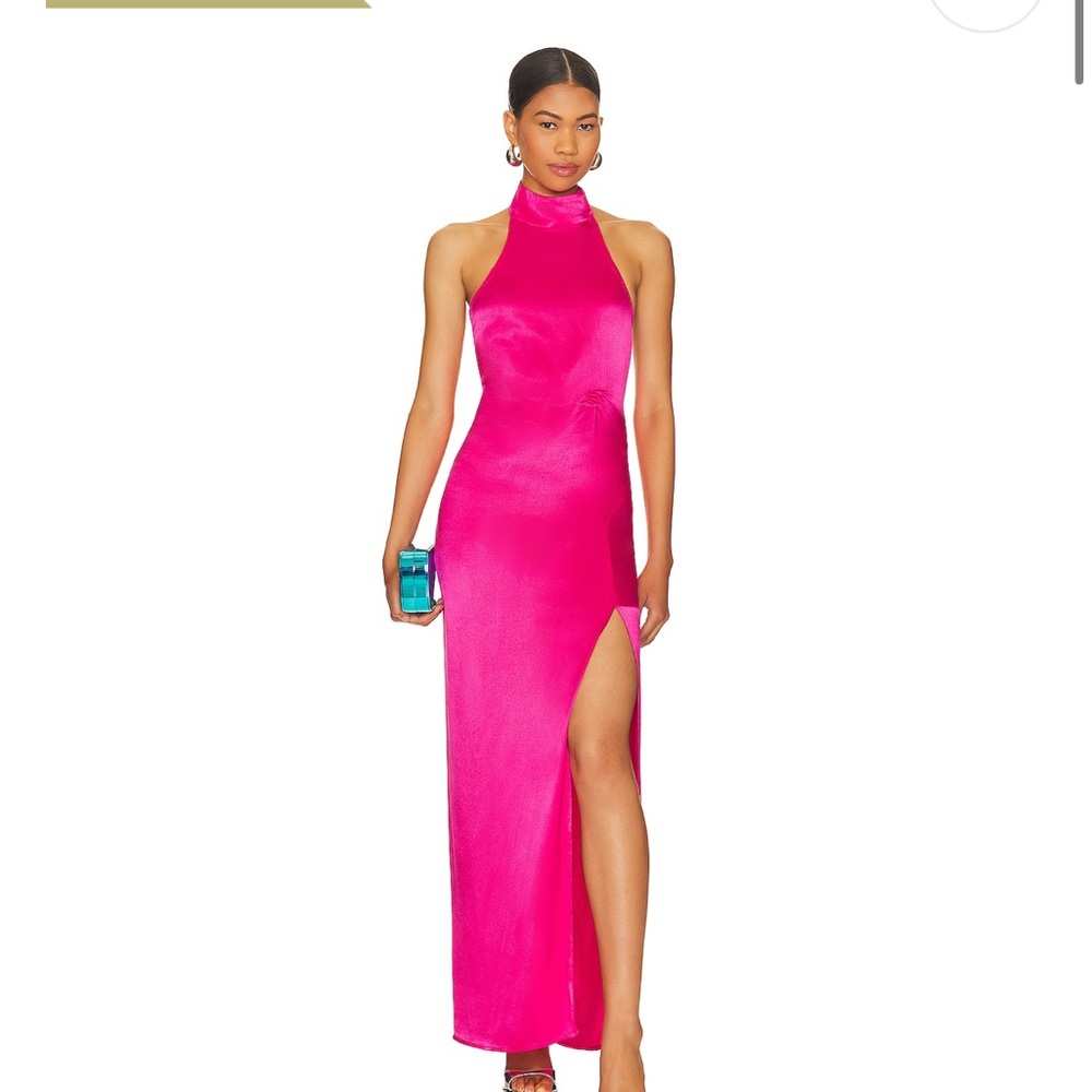 SYNDYS HALTER KEYHOLE BACK MAXI DRESS
